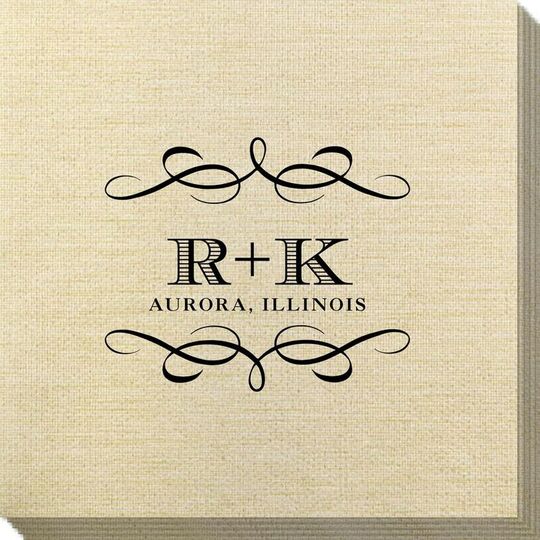 Courtyard Scroll with Initials Bamboo Luxe Napkins